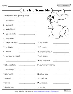 Word Scramble (Easter)  Spelling F Worksheet