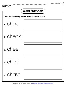 Letter Stampers (CH Words) Phonics Digraphs Worksheet