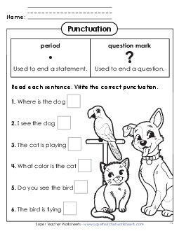 New Question Mark & Period Fill-in Worksheet Worksheet