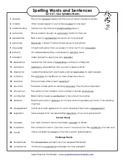 Spelling Test Sentences (E-21) Spelling E Worksheet