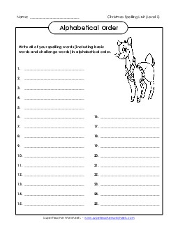 ABC Order: Write List Free Spelling E Worksheet