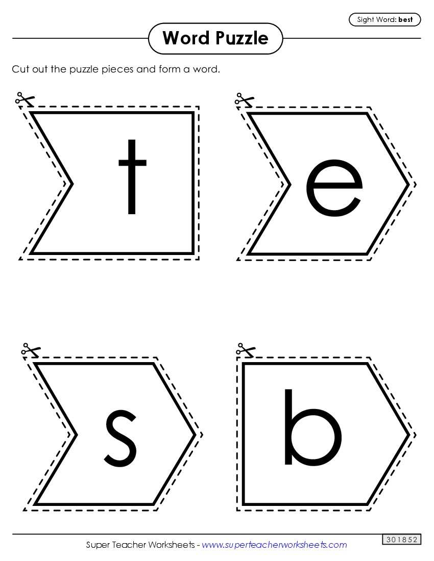 Word Puzzle: Best Sight Words Individual Worksheet