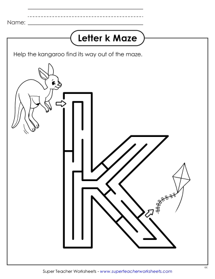 aLowercase Letter k Maze