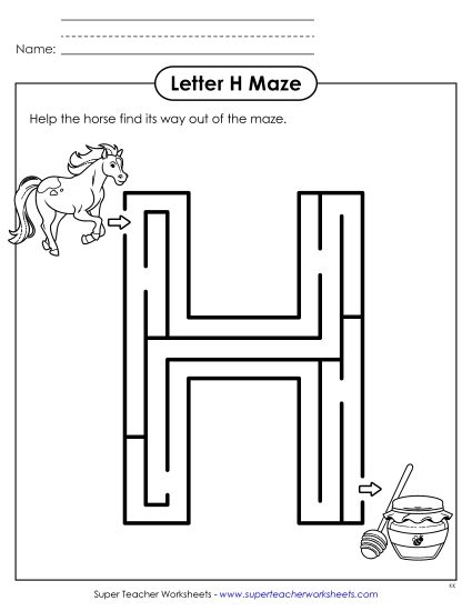 aUppercase Letter H Maze