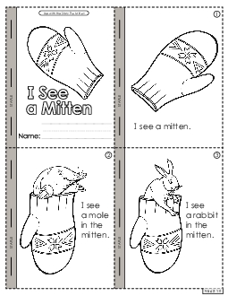 I See a Mitten Mini-Book Picture Book Mitten Worksheet