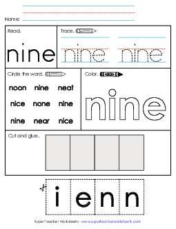 Worksheet 2: Nine Free Sight Words Individual Worksheet