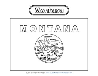 Montana Flag Coloring Page States Individual Worksheet