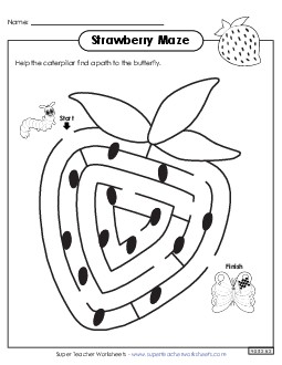 Strawberry Maze Picture Book Very Hungry Caterpillar Worksheet