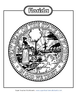 Florida State Seal (Black & White) States Individual Worksheet