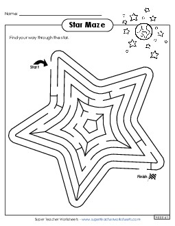 Super Star Maze Brainteasers Worksheet