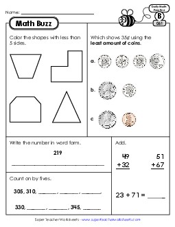 Math Buzz: Week 13 Worksheets 61 through 65 Daily Math Review Worksheet