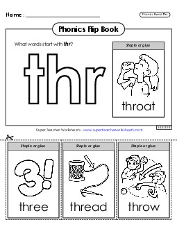 Phonics Flip Book (Thr-) Phonics Blends Worksheet