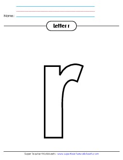 Outline - Lowercase r Alphabet Worksheet