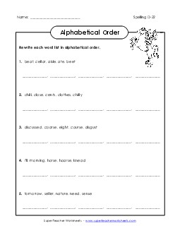 Alphabetical Order (D-22) Spelling D Worksheet