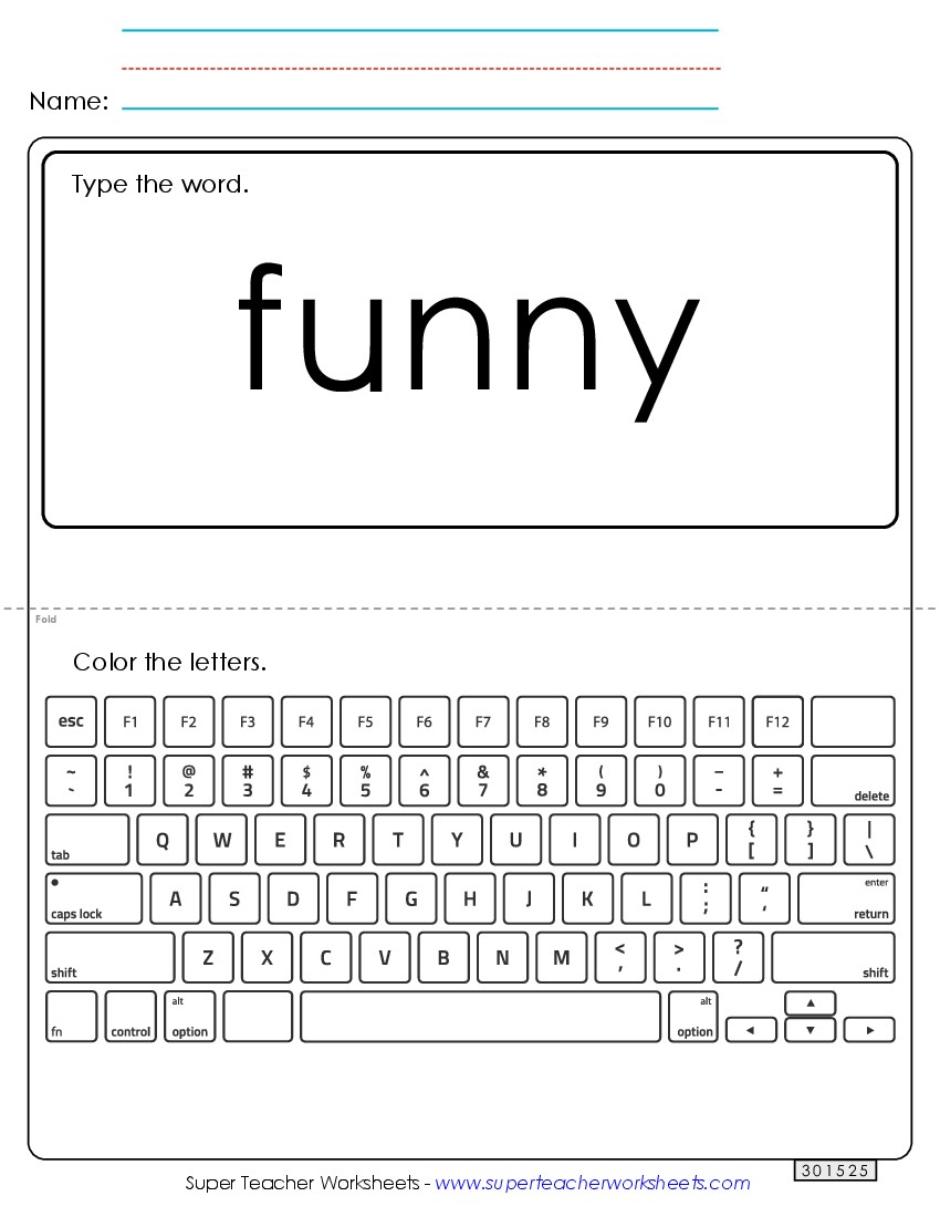 Type the Word: Funny Sight Words Individual Worksheet