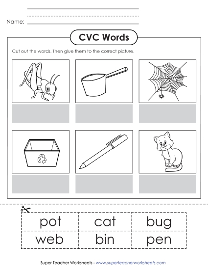 New CVC Words Cut & Glue Worksheet New CVC Words Cut & Glue Worksheet