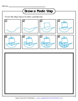 Draw a Pirate Ship Learning To Draw Worksheet