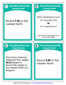 Rounding Decimals: Nearest Tenth Worksheet