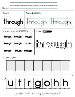 Worksheet 2: Through Sight Words Individual Worksheet