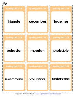 Flashcards (C-29) Spelling C Worksheet