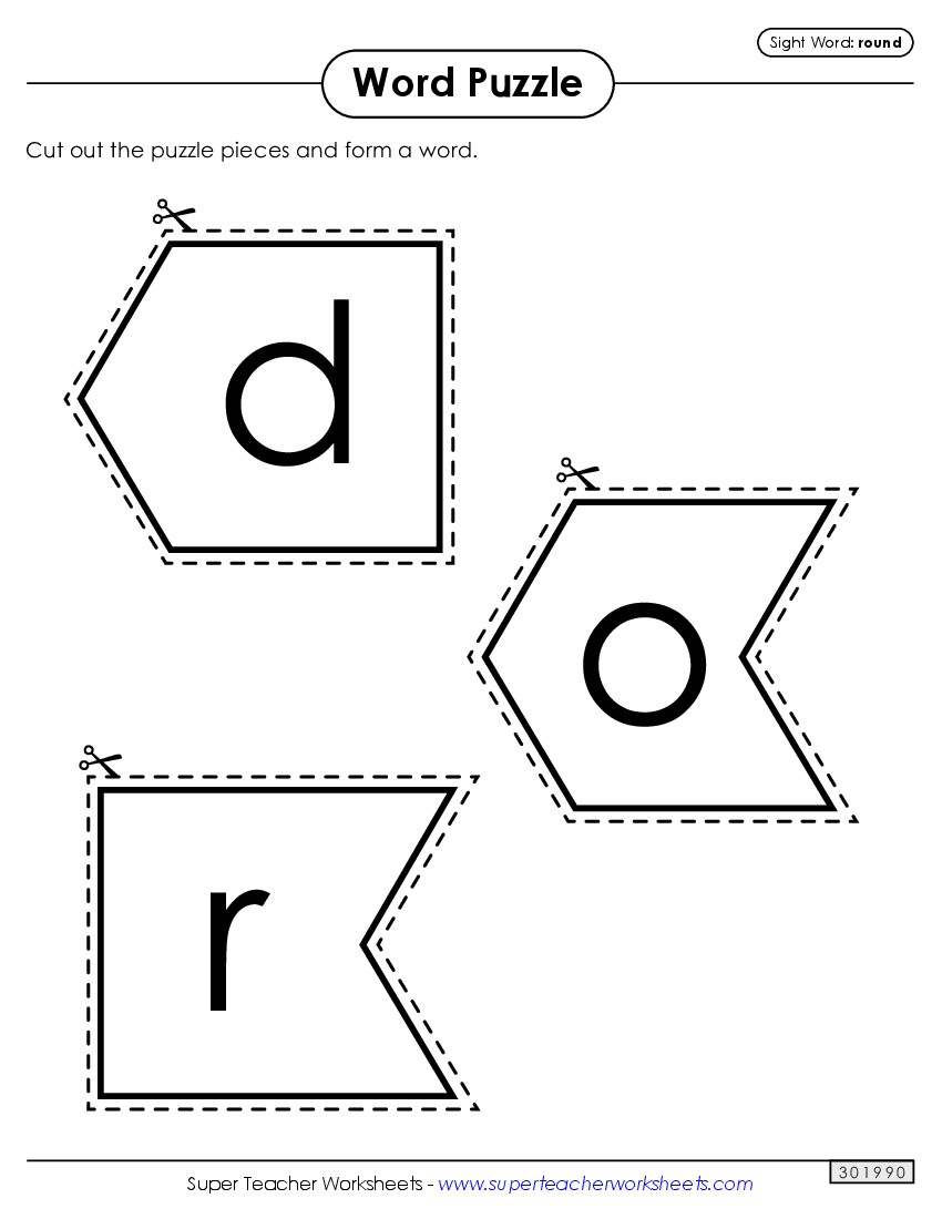 Word Puzzle: Round Sight Words Individual Worksheet