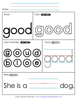 Worksheet 1: Good Sight Words Individual Worksheet