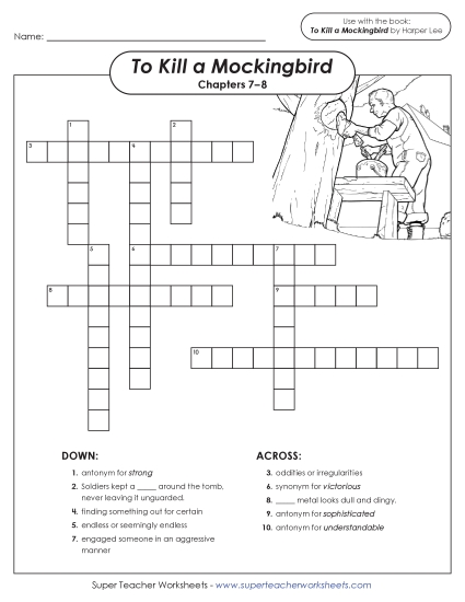 New Vocabulary Crossword: Chapters 7–8 Worksheet