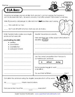 New ELA Buzz: Week 10<br>Worksheets 46 through 50 Worksheet