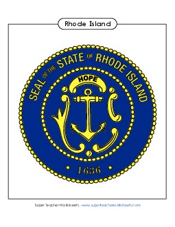 Rhode Island State Seal (Full-Color Version) States Individual Worksheet