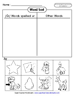 Word Sort: /ûr/ Spelled ur Phonics R Controlled Vowels Worksheet