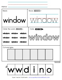 Worksheet 2: Window Sight Words Individual Worksheet