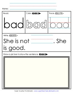 Worksheet 3: Bad Sight Words Individual Worksheet