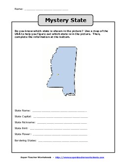 Mystery State: Mississippi States Worksheet