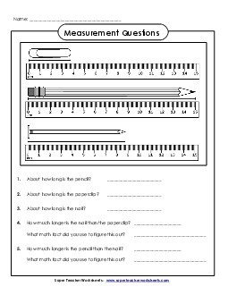 Comparing Lengths: Questions Measurement Worksheet