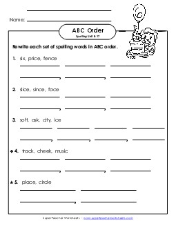 ABC Order - Word Sets (B-17) Spelling B Worksheet