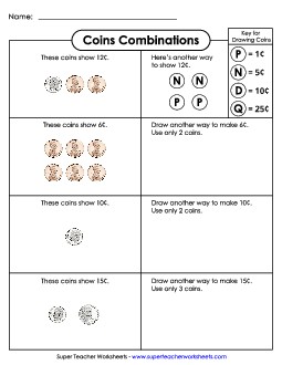 Coin Combinations Counting Money Worksheet