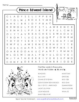 Word Search Canada Worksheet