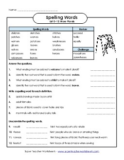 Question Worksheet (D-12) Spelling D Worksheet