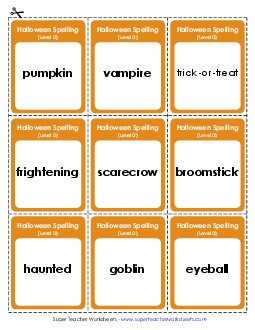 Flashcards (D-Halloween)  Spelling D Worksheet