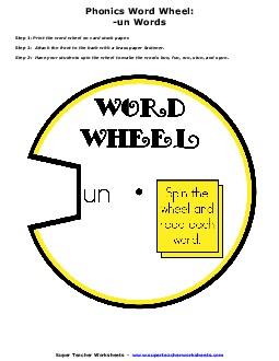 Word Wheel (-un Words) Phonics Worksheet