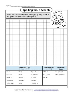 Make-a-Search (C-17) Spelling C Worksheet