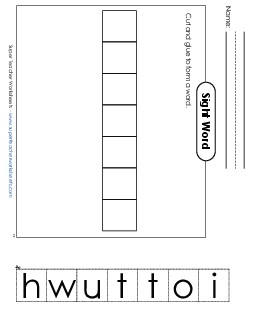 Large Cut-and-Glue: Without Sight Words Individual Worksheet