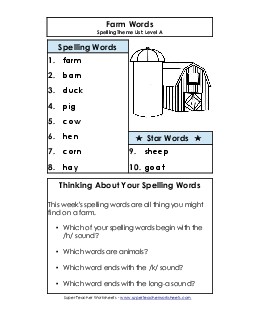 Spelling List (A-St. Patrick\'s Day)  Free Spelling A Worksheet