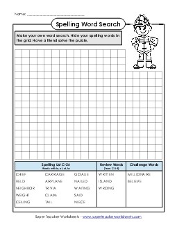 Make-a-Search (C-26) Spelling C Worksheet