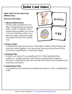 Easter Word-Picture Sort Free Worksheet