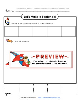 Build-a-Sentence (5 Words) Sentences Basic Worksheet