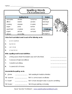 Questions (D-20) Spelling D Worksheet