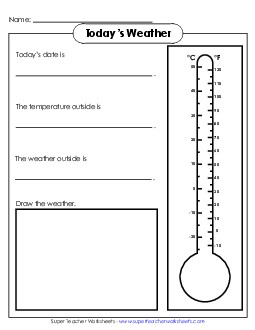 Daily Weather Worksheet 1st Grade Science Worksheet