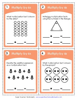 Task Cards: Multiplying by 6s Multiplication Worksheet