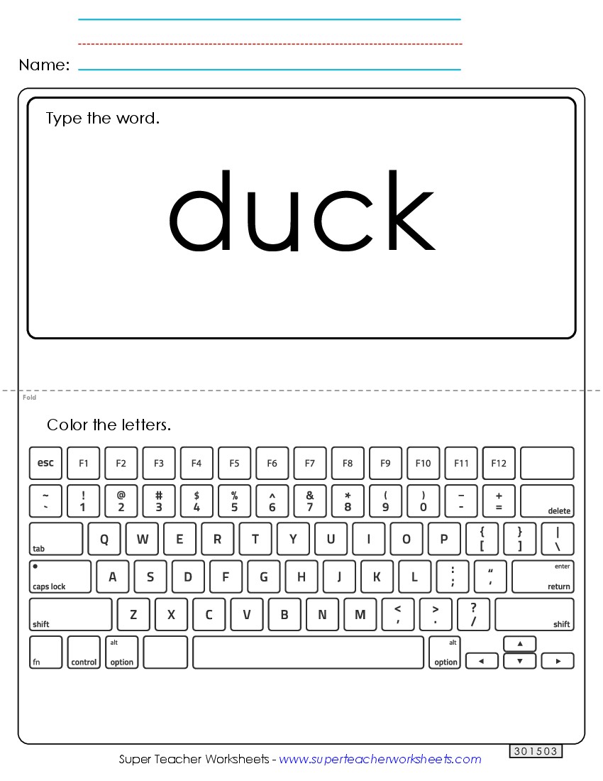 Type the Word: Duck Sight Words Individual Worksheet